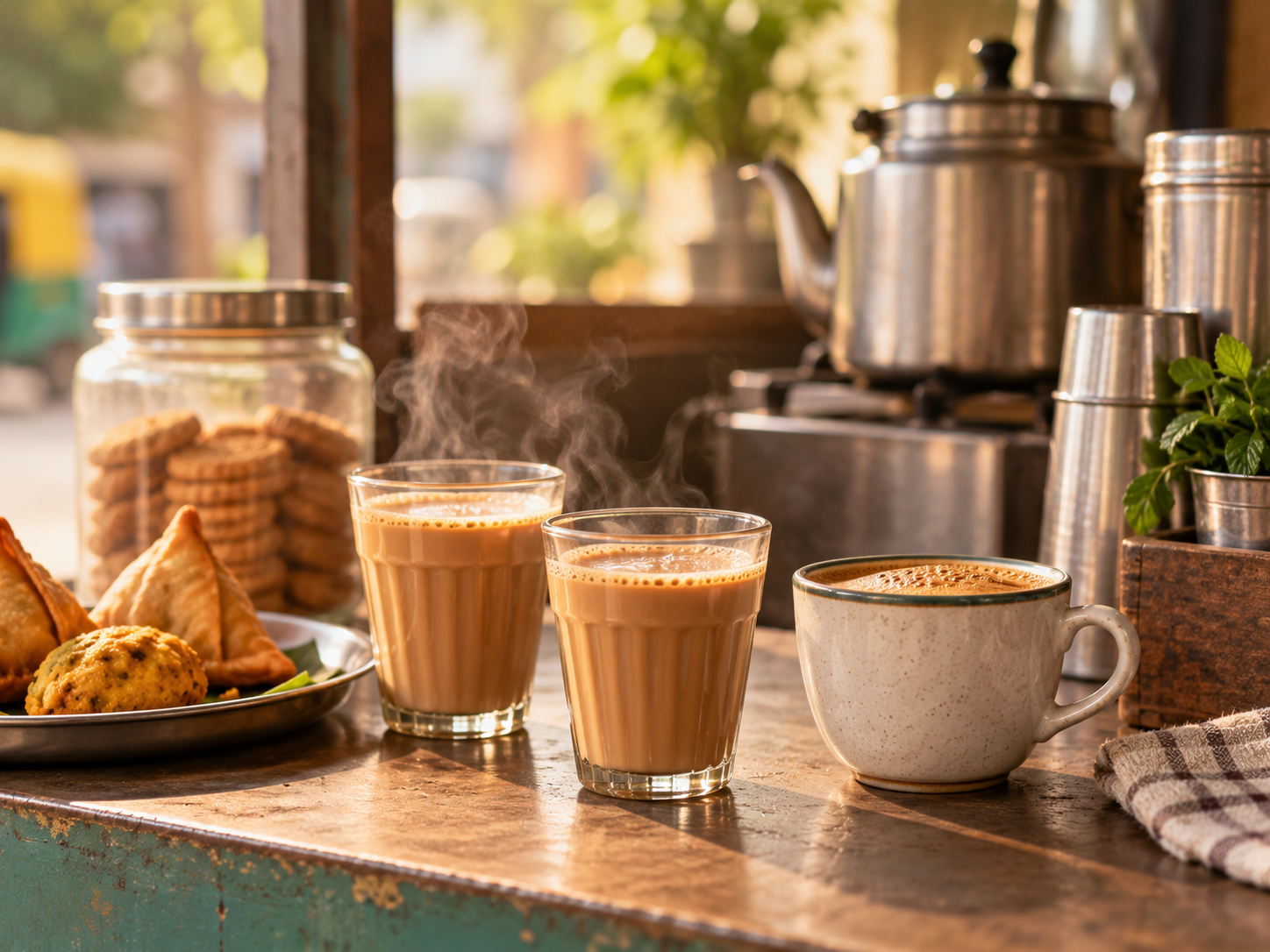 Tea and chai kiosk with snacks