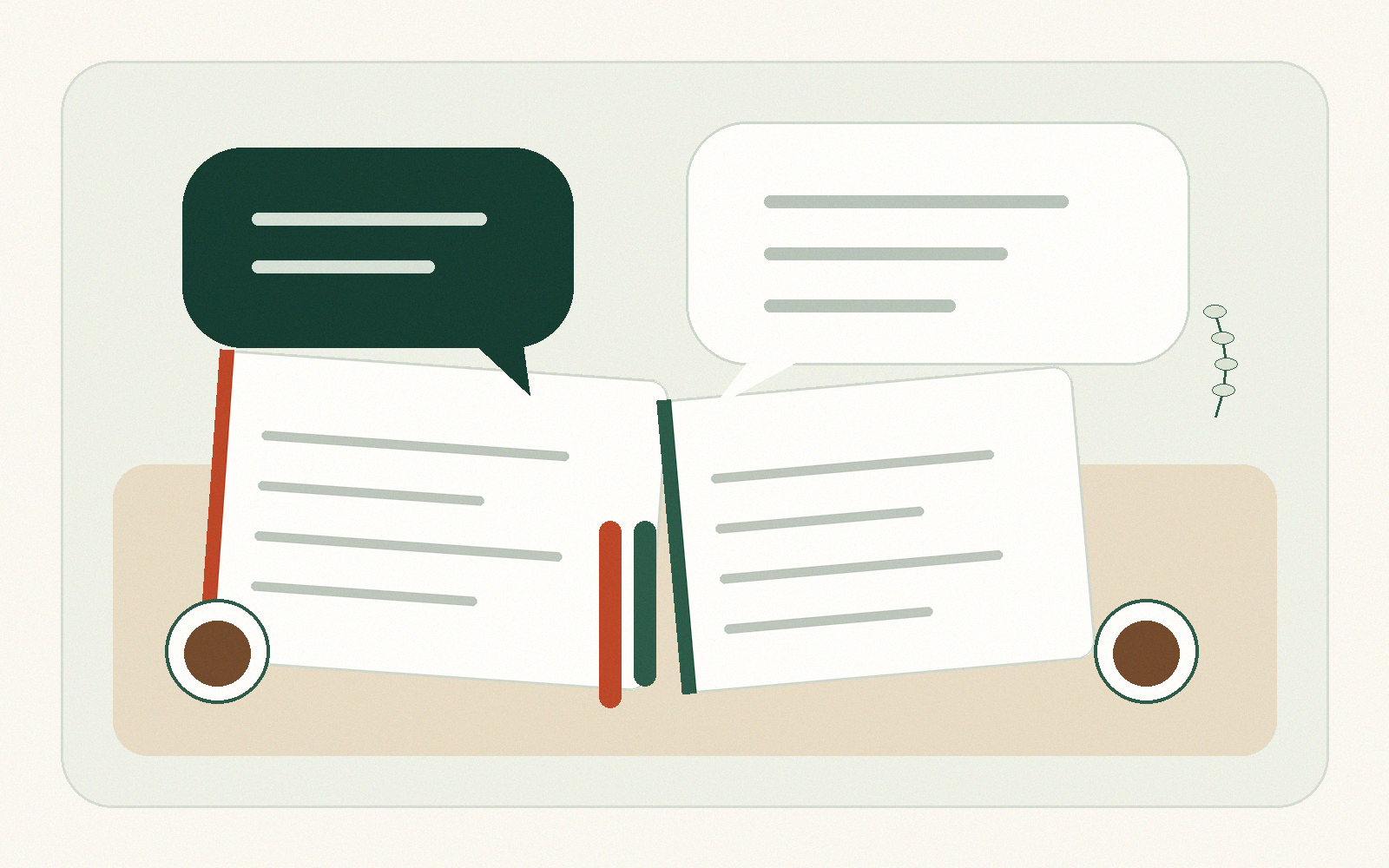 Illustration of a focused business consultation with notes and discussion