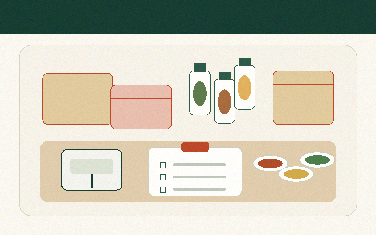 Illustration of packaging, ingredients and sourcing notes laid out for comparison
